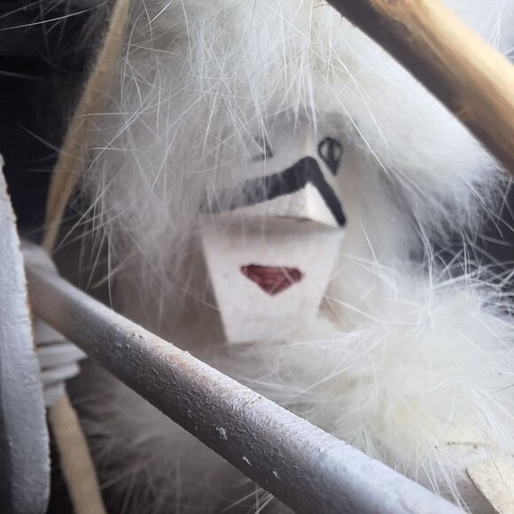 Kachina Doll White Buffalo Warriors FBB Signed Handmade Fur Wood 10 Inch Native - Picture 8 of 12